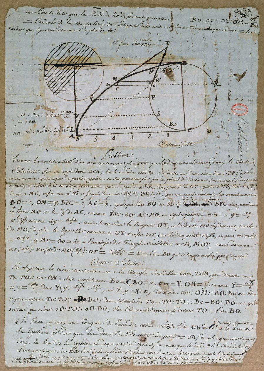 Retting av sirkelbuen, 8. juli 1788 av Andre Marie Ampere