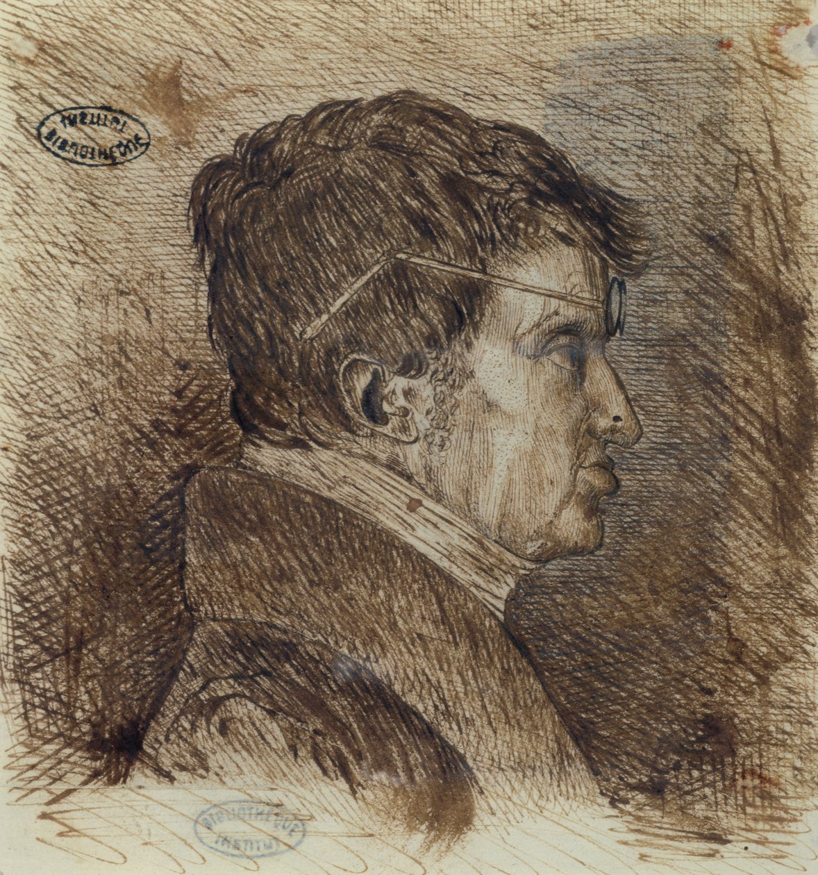 Selvportrett 1775-1836, tidlig 1800-talls penn og blekk på papir av Andre Marie Ampere