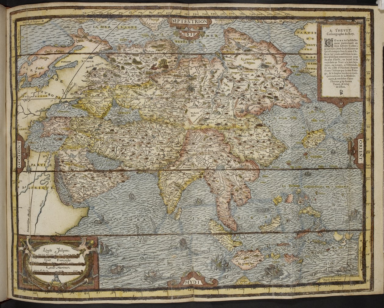 Kart over Asia, The Universal Cosmography of André Thevet av Andre Thevet