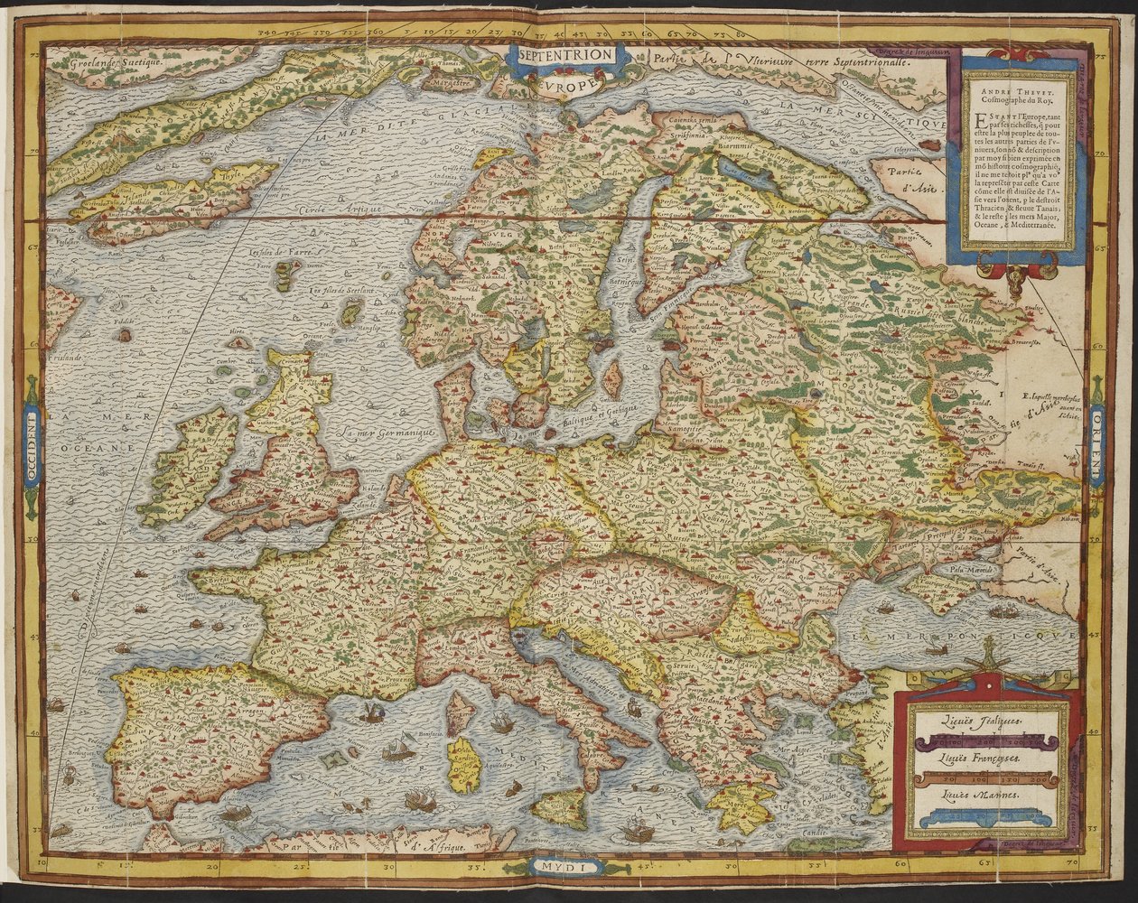 Kart over Europa, The Universal Cosmography of André Thevet av Andre Thevet