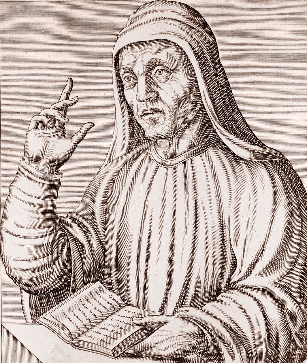 Portrett av Alcuin (gravering) av Andre Thevet