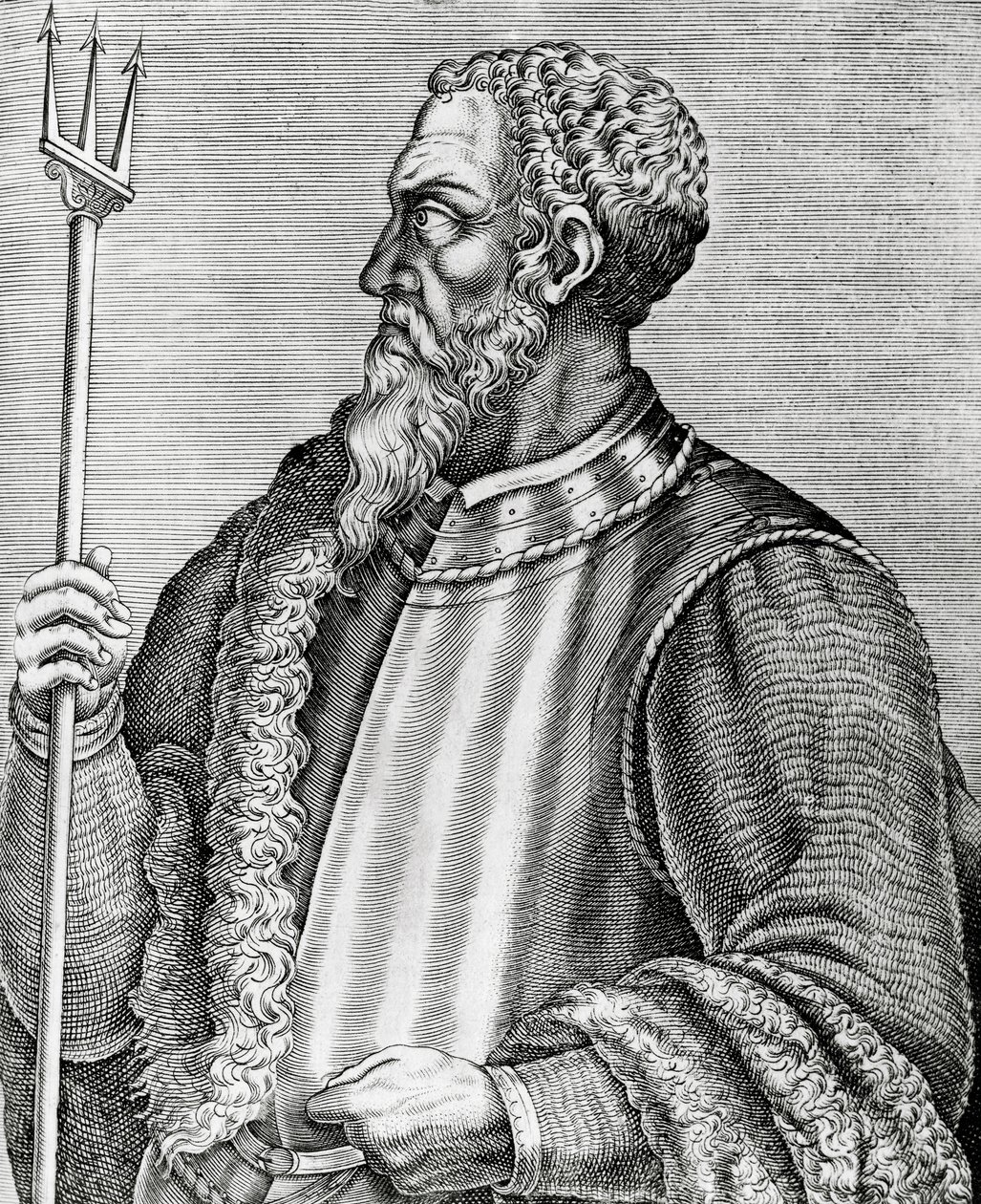 Portrett av Andrea Doria (1466-1560), italiensk admiral og politiker, gravering fra The Real Portraits and Lives of Illustrious Men av Andre Thevet