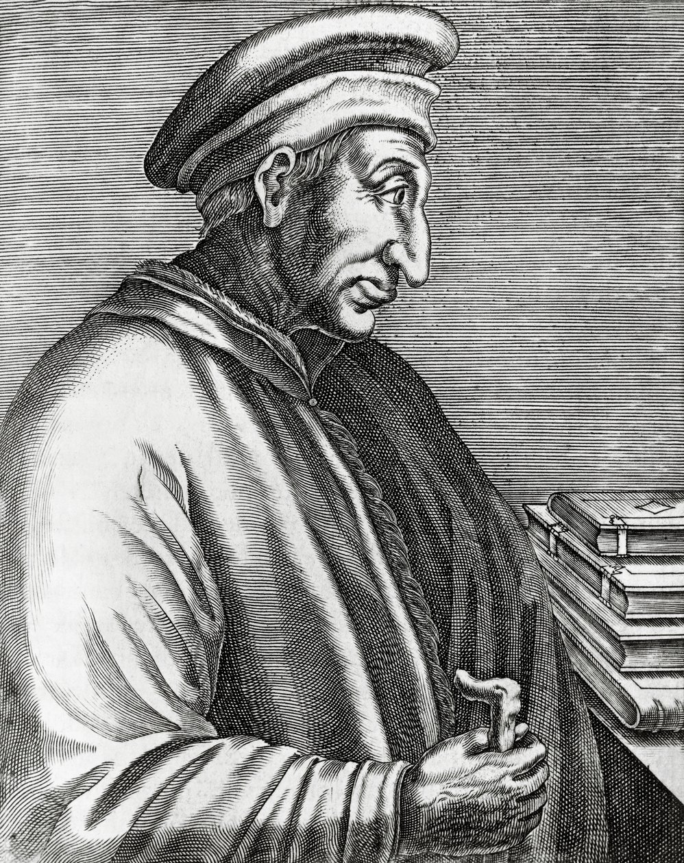 Portrett av Cosimo de' Medici, kjent som Elder (1389-1464), italiensk politiker, gravering fra The Real Portraits and Lives of Illustrious Men av Andre Thevet