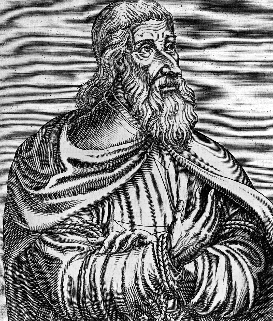 Portrett av Jacques de Molay (1243-1314), fransk stormester av tempelriddere, gravering av Andre Thevet (1504-1592), utgitt i 1584 av Andre Thevet