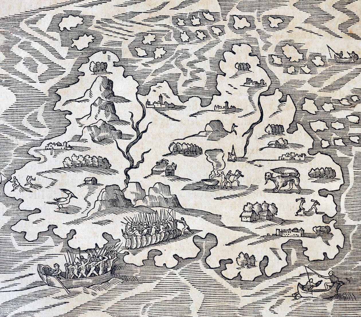 Trinity Island, gravering fra Universal Cosmology, av Andre Thevet (1504-1592), Paris av Andre Thevet