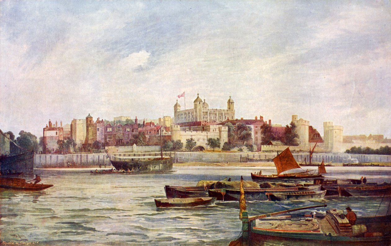 Tower of London fra over Themsen. av Andre and Sleigh