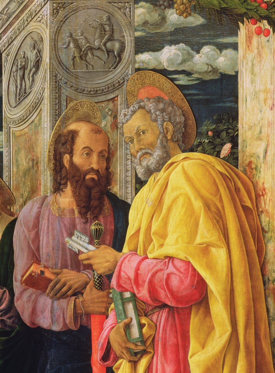 Altertavle fra San Zeno Maggiore, Verona, detalj av venstre panel som viser Saint Peter og Saint Paul, ca. 1456-60 av Andrea Mantegna
