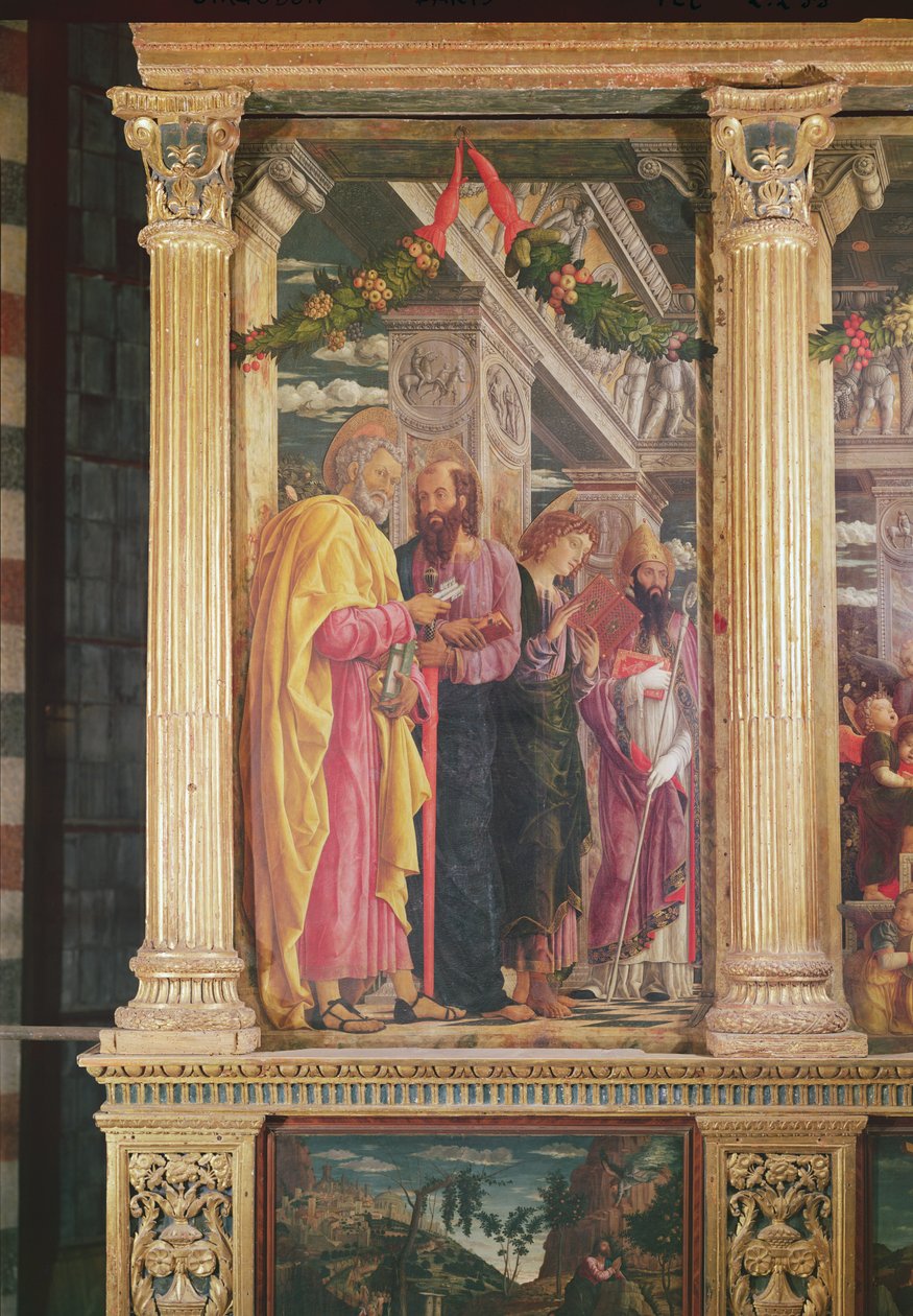 Altertavle av St. Zeno av Verona, venstre panel som viser St. Peter, St. Paul og St. John, 1456-60 (detalj av 214237) av Andrea Mantegna