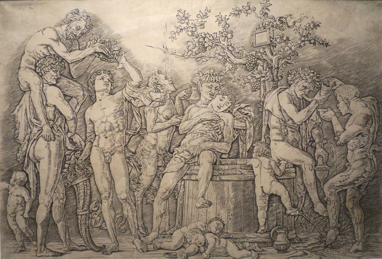 Bacchanal med Wine Press av Andrea Mantegna