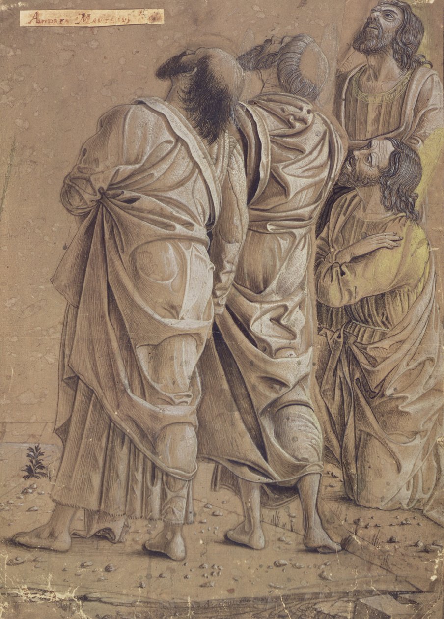 Gruppe av apostler fra Kristi himmelfart, ca. 1506 (farget blekk, brun vask) av Andrea Mantegna