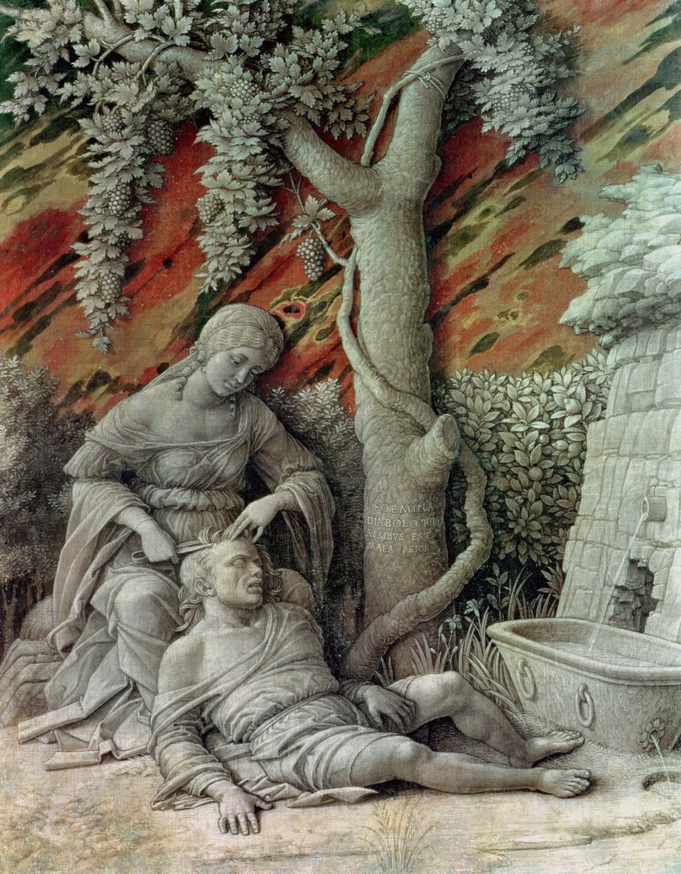 Samson og Delila, ca. 1500 (limstørrelse på lin) av Andrea Mantegna