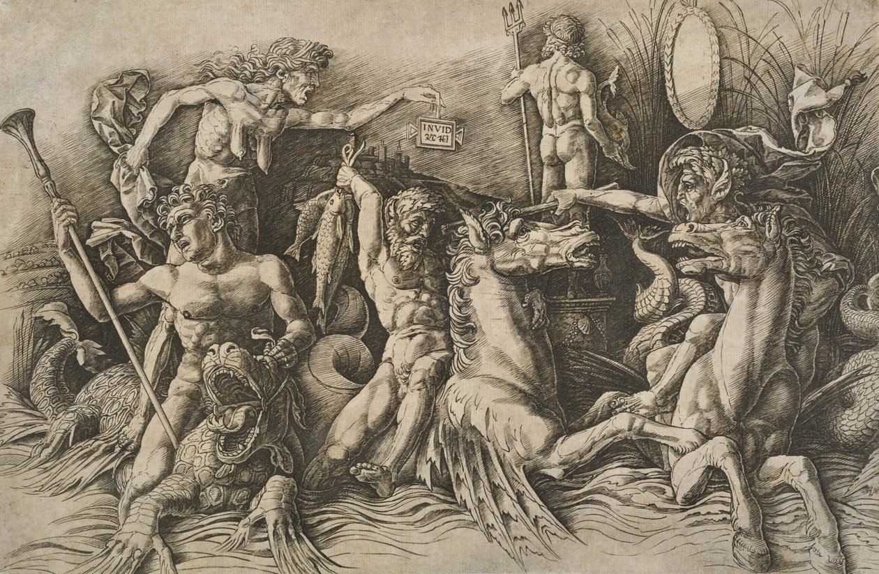 Slaget om sjøguden (venstre halvdel) av Andrea Mantegna