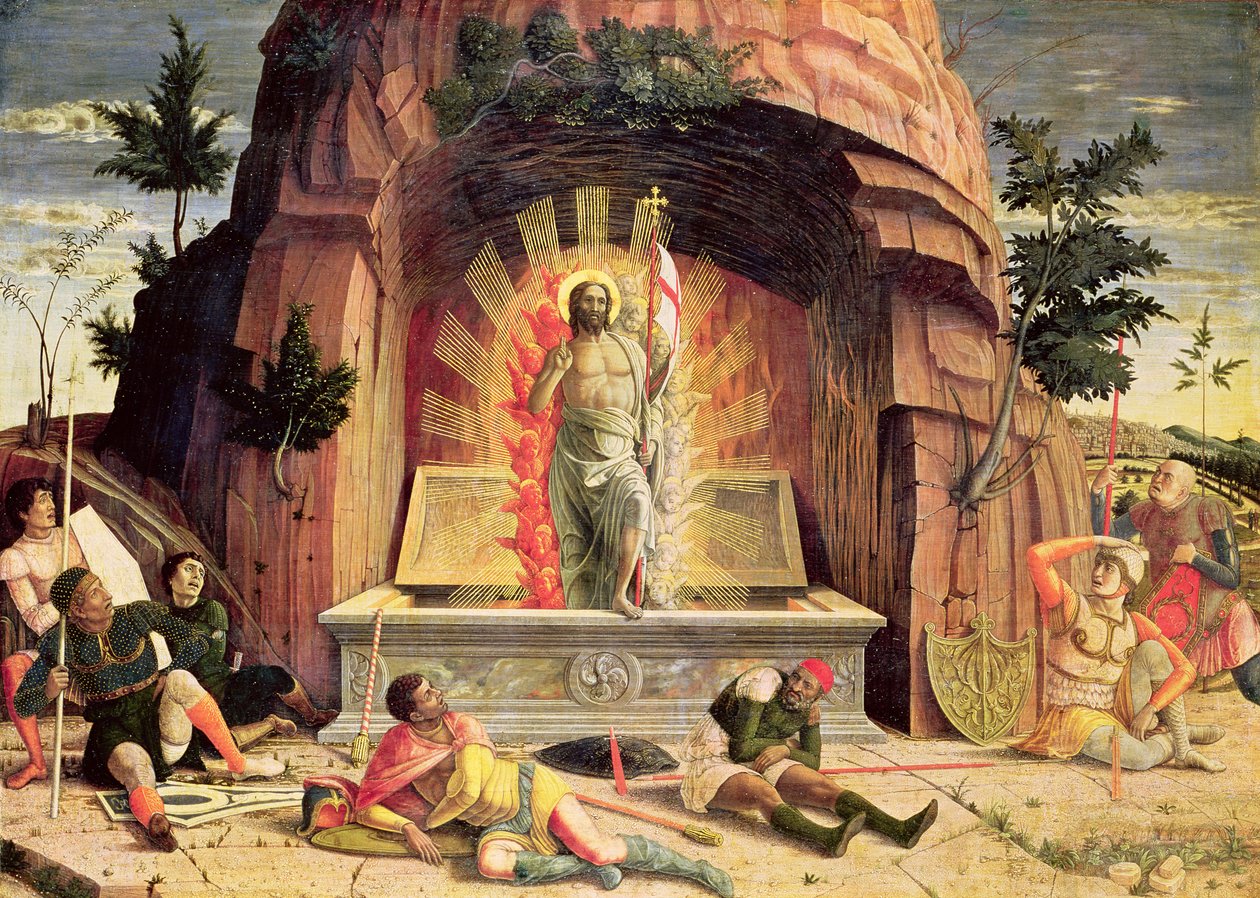 The Resurrection, høyre predella-panel fra altertavlen til St. Zeno av Verona, 1456-60 av Andrea Mantegna