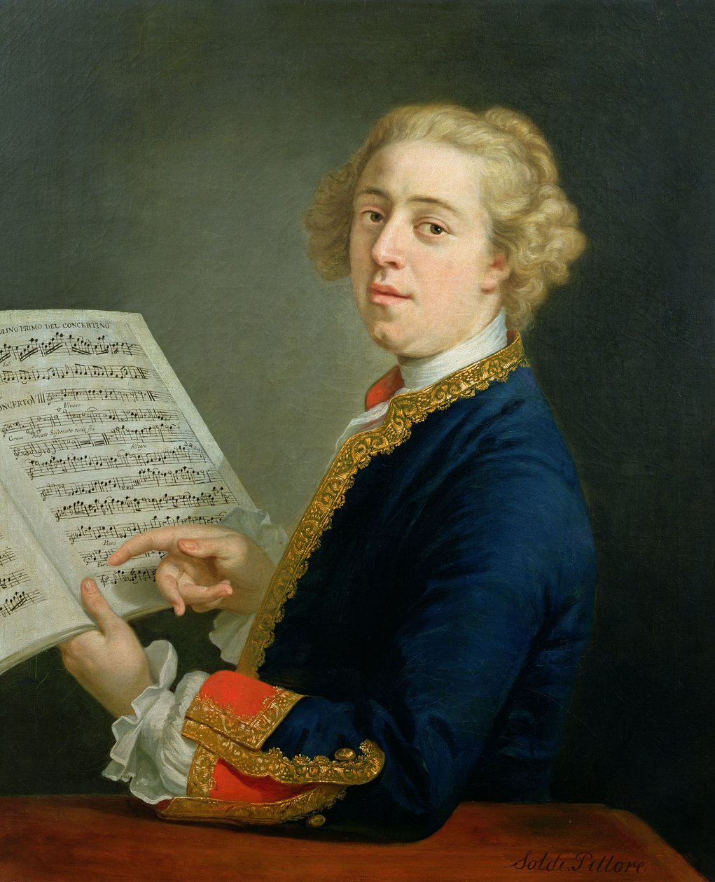 Portrett av Francesco Geminiani (1687-1762), italiensk fiolinist av Andrea Soldi