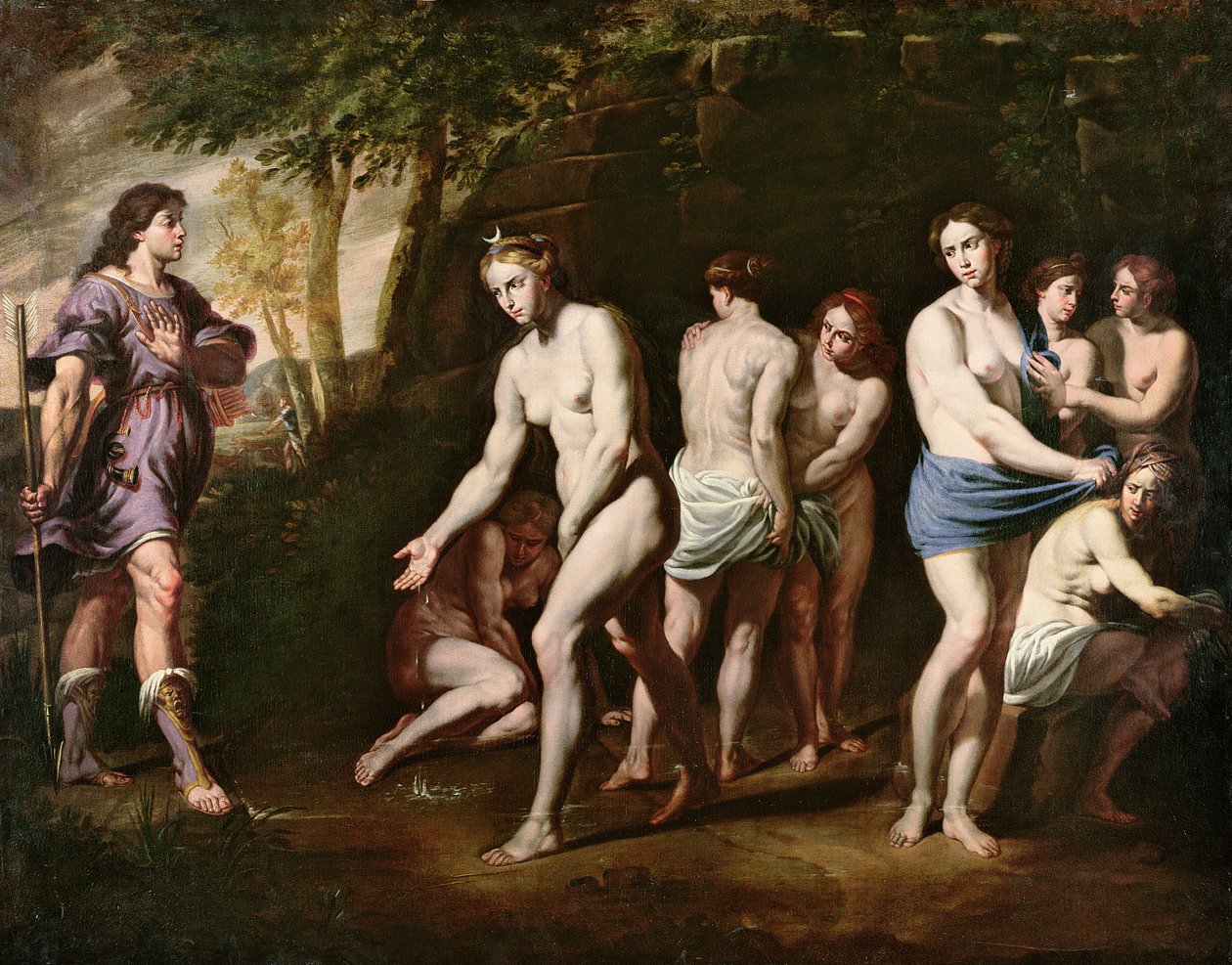 Diana og nymfene hennes overrasket av Actaeon av Andrea Vaccaro
