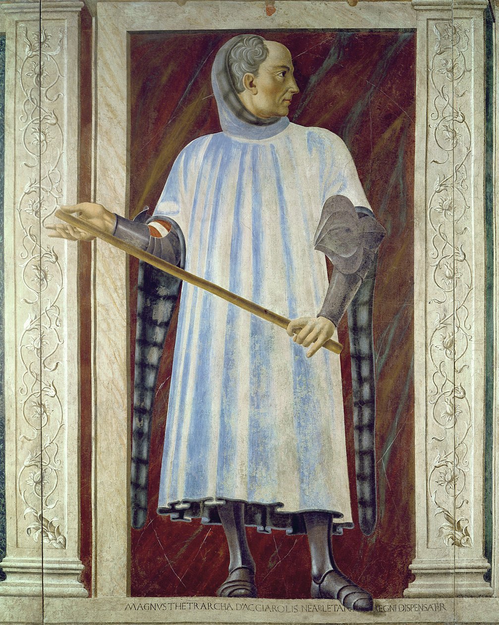 Niccolo Acciauoli (1310-65) fra Villa Carducci-serien med kjente menn og kvinner, ca. 1450 (freskomaleri lagt på lerret) (se 28494 for detaljer) av Andrea del Castagno
