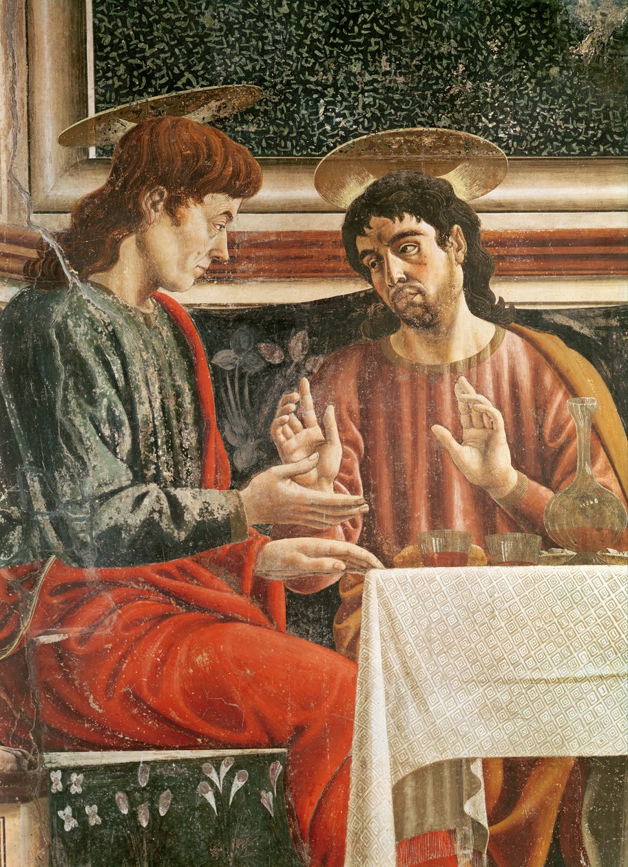 The Last Supper, detalj av Saint Matthew og Saint Philip, 1447 (detalj av 85172) av Andrea del Castagno