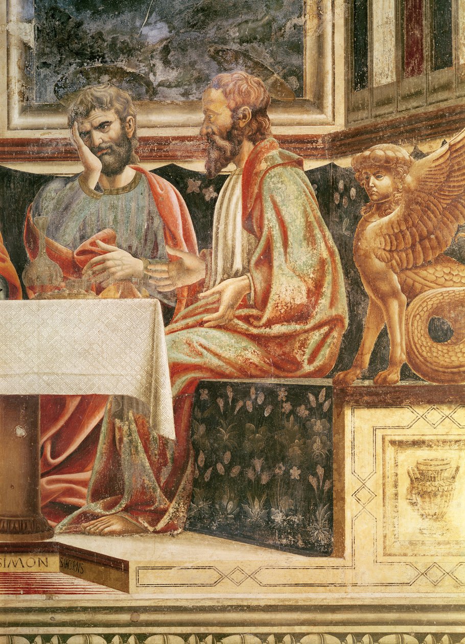 The Last Supper, detalj av St. James the Lesser og St. Simon, ca. 1447 (detalj av 85172) av Andrea del Castagno