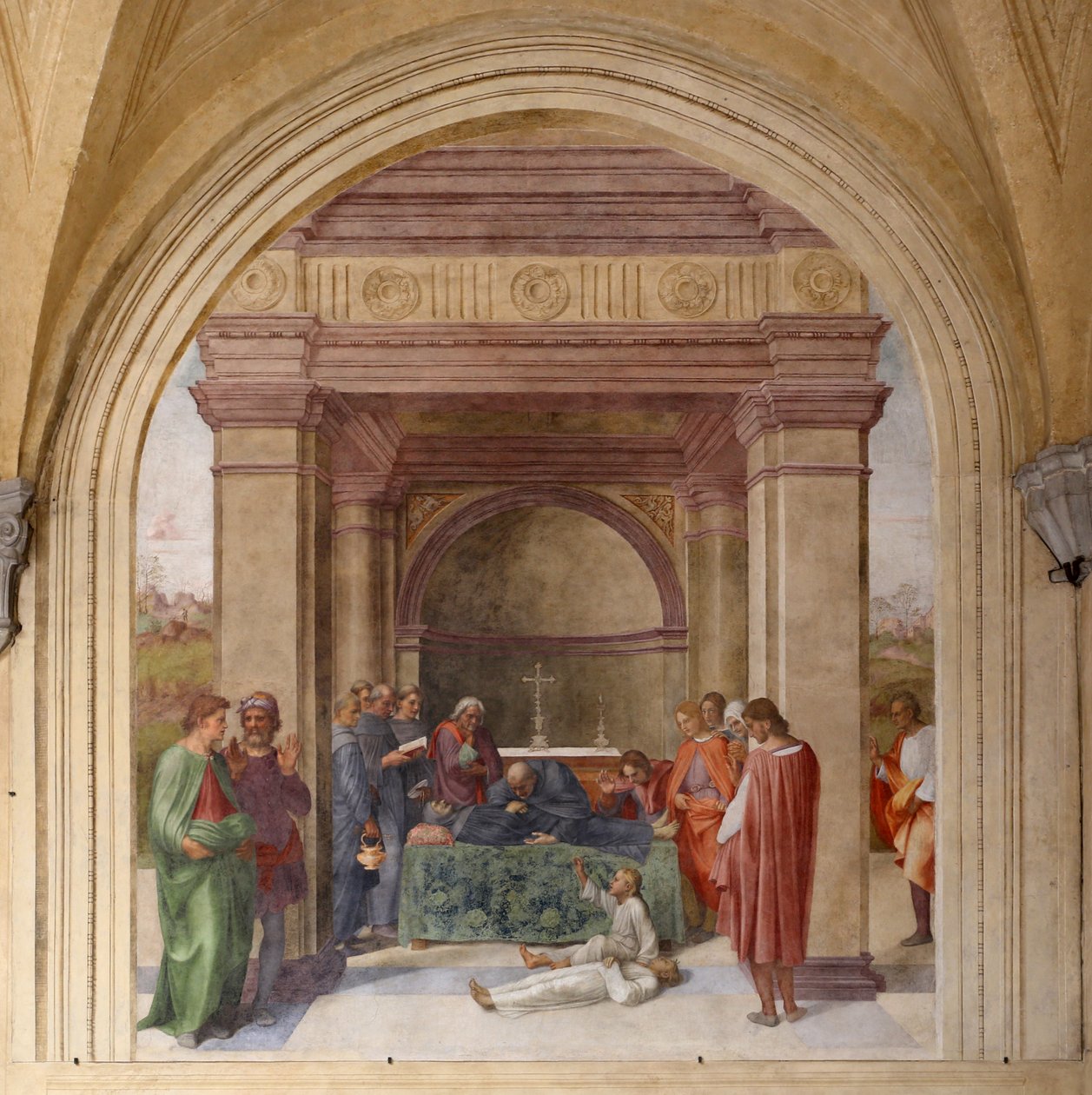 Saint Philip Benizis død og et barns oppstandelse av Andrea del Sarto