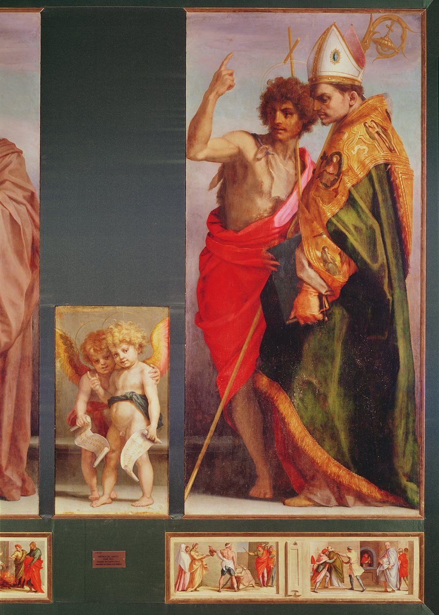 Polyptyk fra Vallombrosa Abbey, detalj på høyre side som viser døperen Johannes og en annen helgen, 1528 (detalj av 50405) av Andrea del Sarto