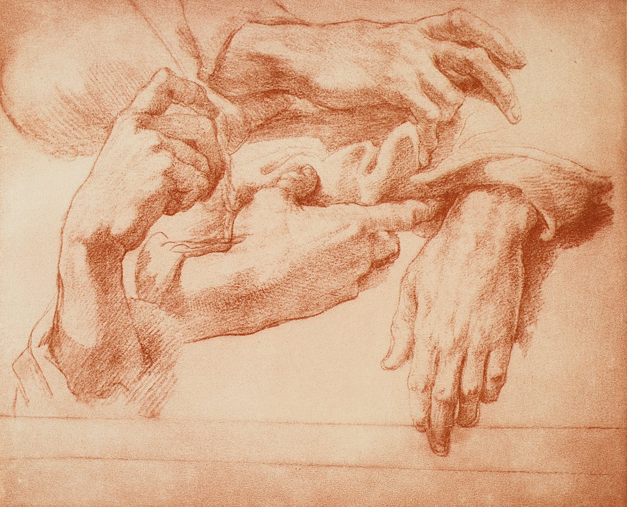 Studie av hender av Andrea del Sarto