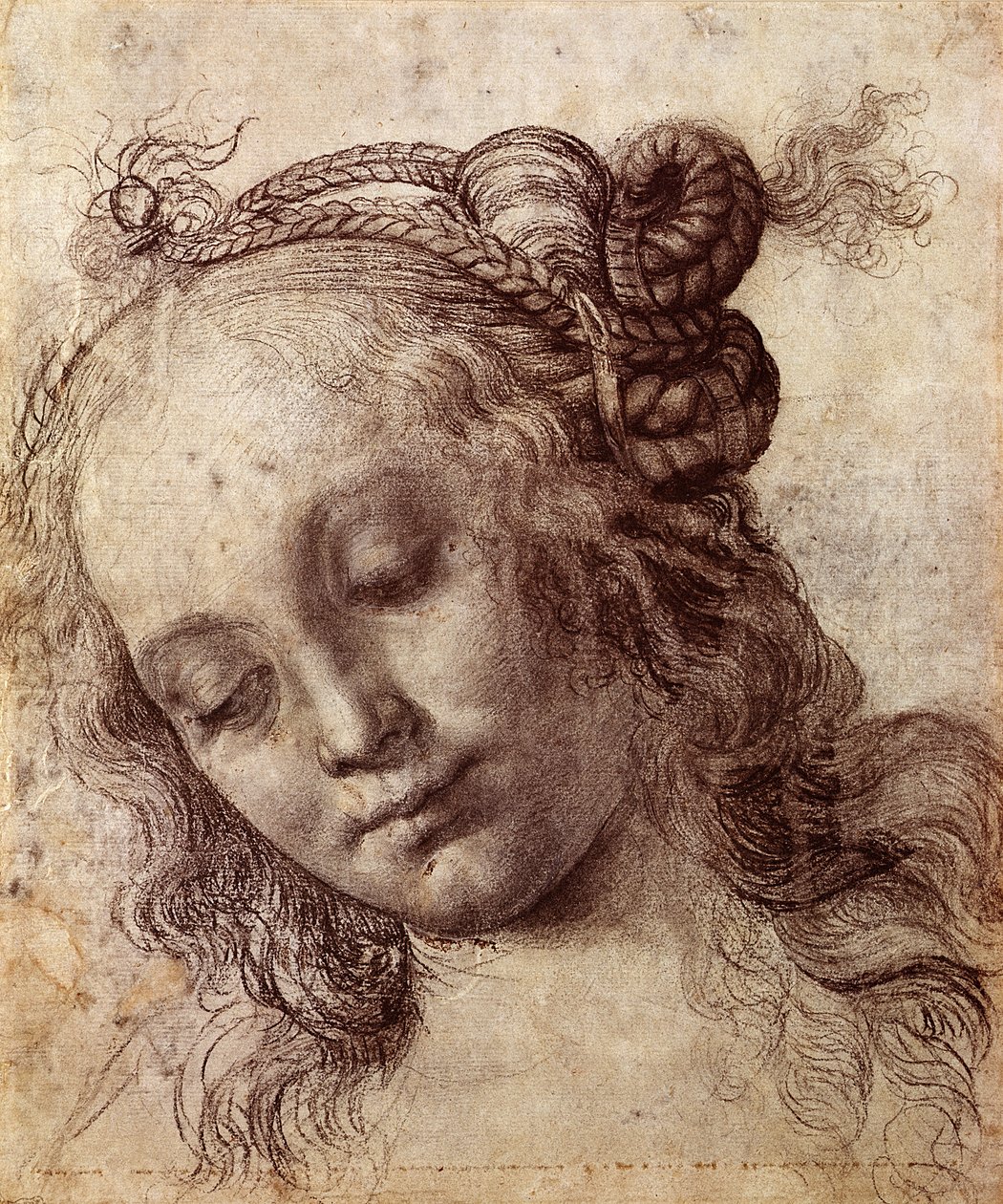 Kvinne ser ned av Andrea del Verrocchio