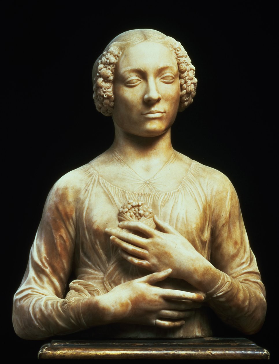 Kvinne med en bukett, ca. 1475-80 (marmor) av Andrea del Verrocchio