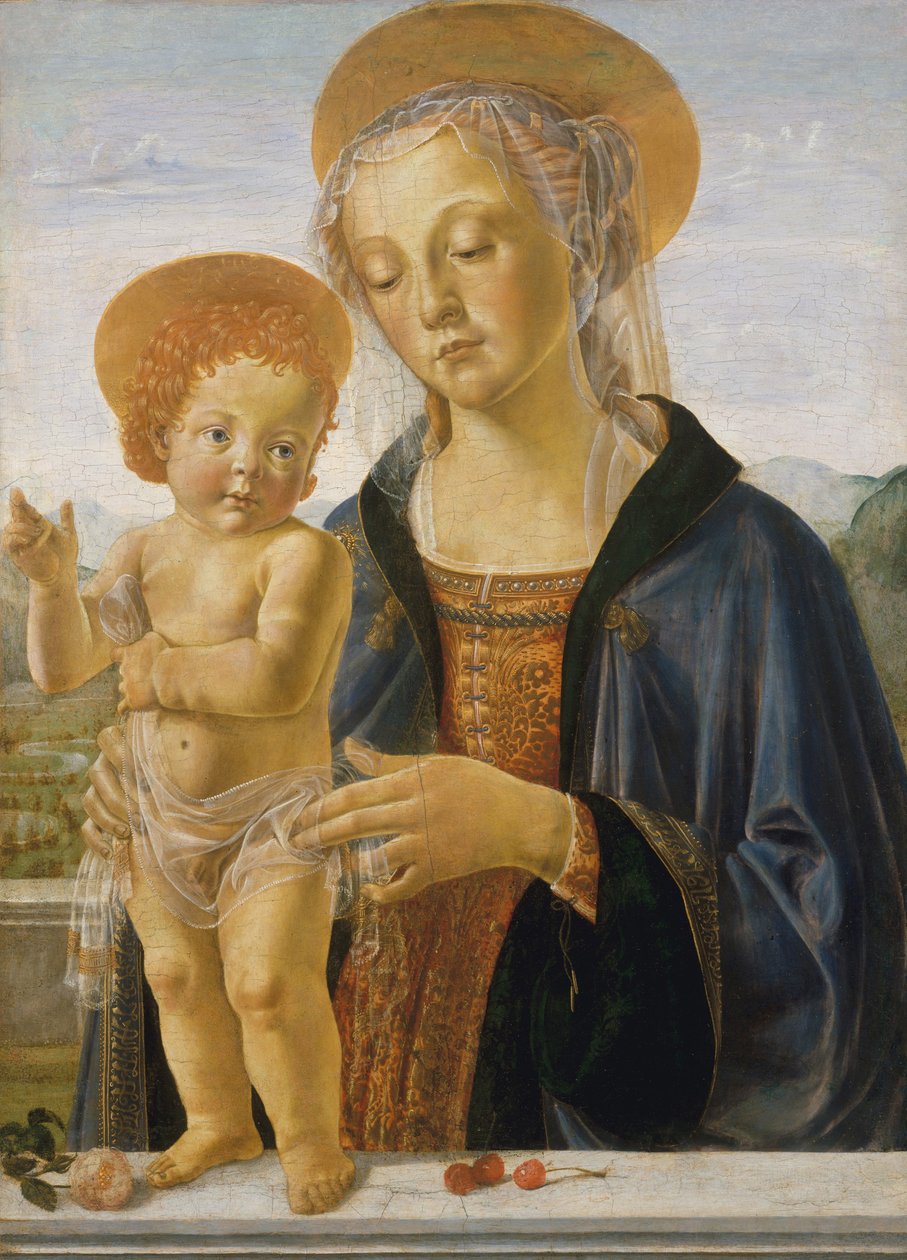 Madonna og barn, ca. 1470 (tempera og gull på tre) av Andrea del Verrocchio