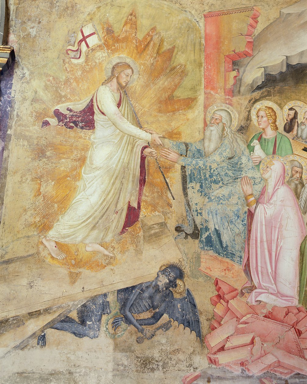 Detalj av nedstigningen fra korset, Capellone degli Spagnoli, freskomaleri fra 1365-67 av Andrea di Bonaiuto