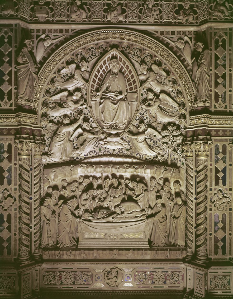 Jomfruens død og antagelse, 1349-59 (marmor) av Andrea di Cione Orcagna