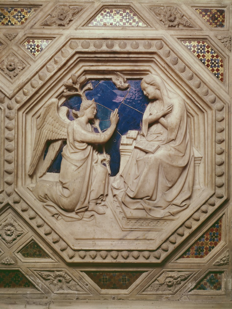 Bebudelsen, detalj fra bunnen av Tabernaklet, 1349-59 (marmor) av Andrea di Cione Orcagna
