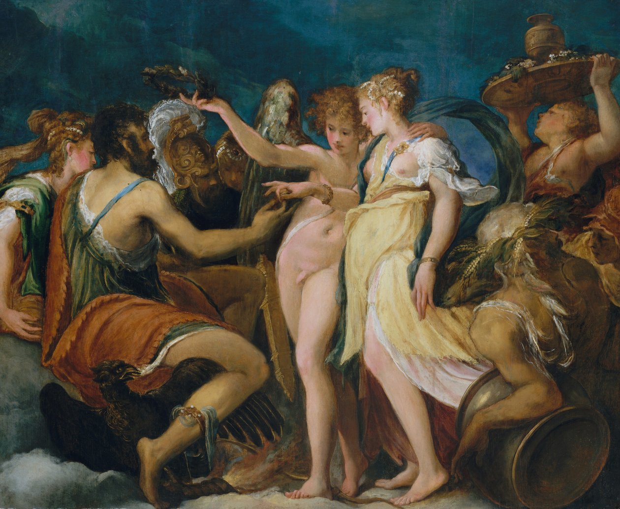 The Marriage of Cupid and Psyche, ca. 1550 (olje på tre, overført til Masonite) av Andrea Schiavone