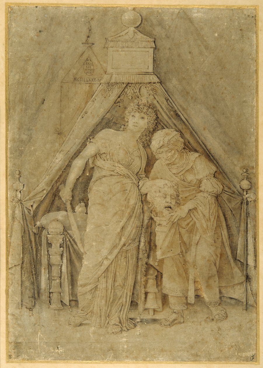 Judith med hodet til Holofernes, etter Mantegna (penn og brunt blekk med brun vask) av Andrea (follower of) Mantegna