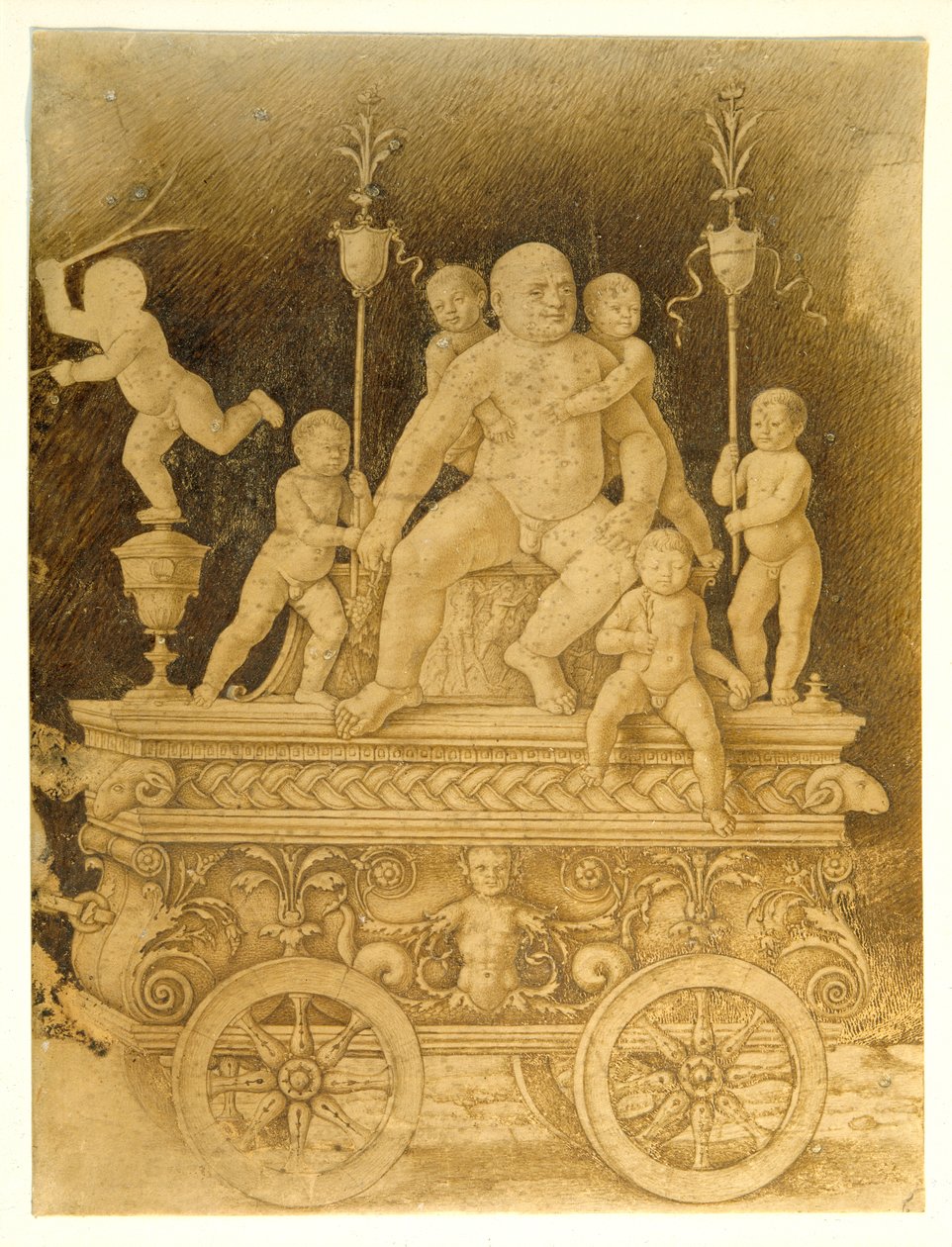 The Triumph of Silenus, tidlig på 1500-tallet (penn og blekk på vellum) av Andrea (follower of) Mantegna