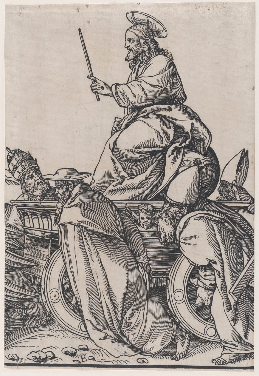 Section E: Christ riding on a triumphal cart, from The Triumph of Christ, 1836.    1189591   no       norwegian Successfully Translated  Original: Atelierhoek met stoel en kunstkast, te Den Haag, Nieuwe Schoolstraat 28 Translat: Atelierhoek met stoel en ku av Andrea Andreani