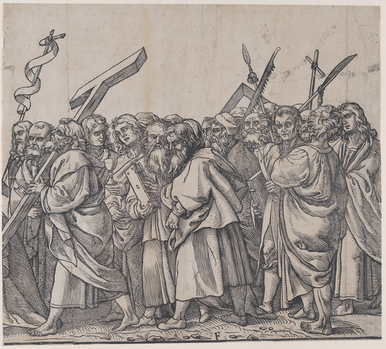 Seksjon F: Hellige som holder kors, bøker og våpen, fra The Triumph of Christ, 1836. av Andrea Andreani