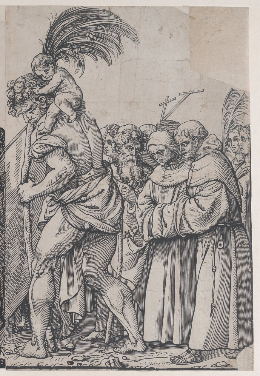 Seksjon H: Den hellige Christopher bærer Kristusbarnet, fra The Triumph of Christ, 1836. av Andrea Andreani