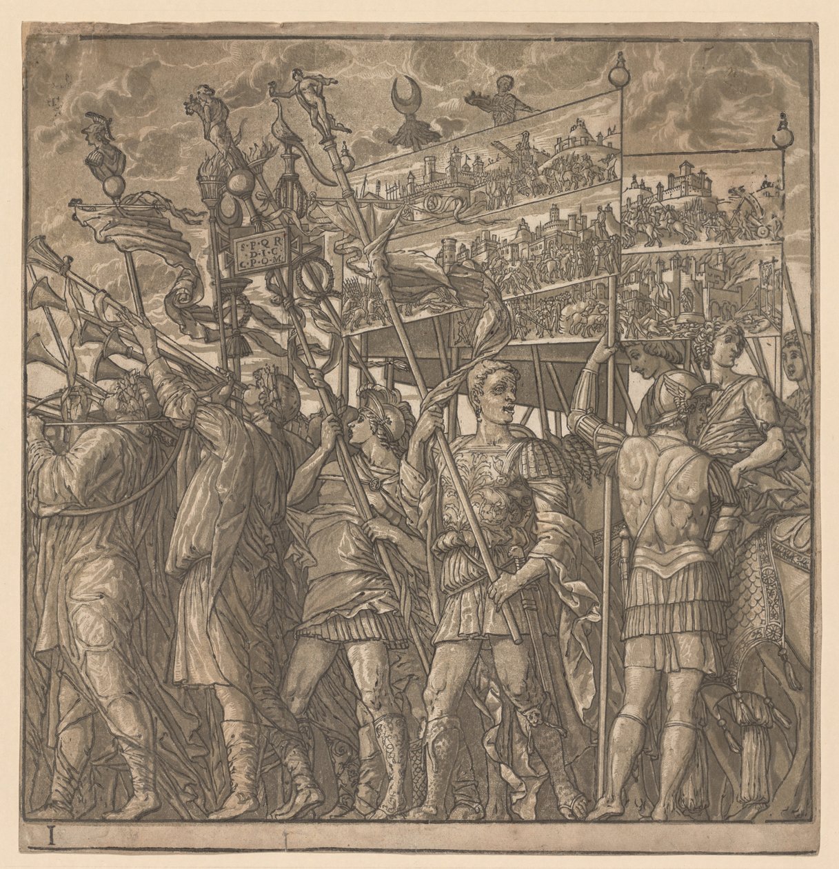 The Triumph of Julius Caesar: Soldiers Carrying the Pictures of War av Andrea Andreani
