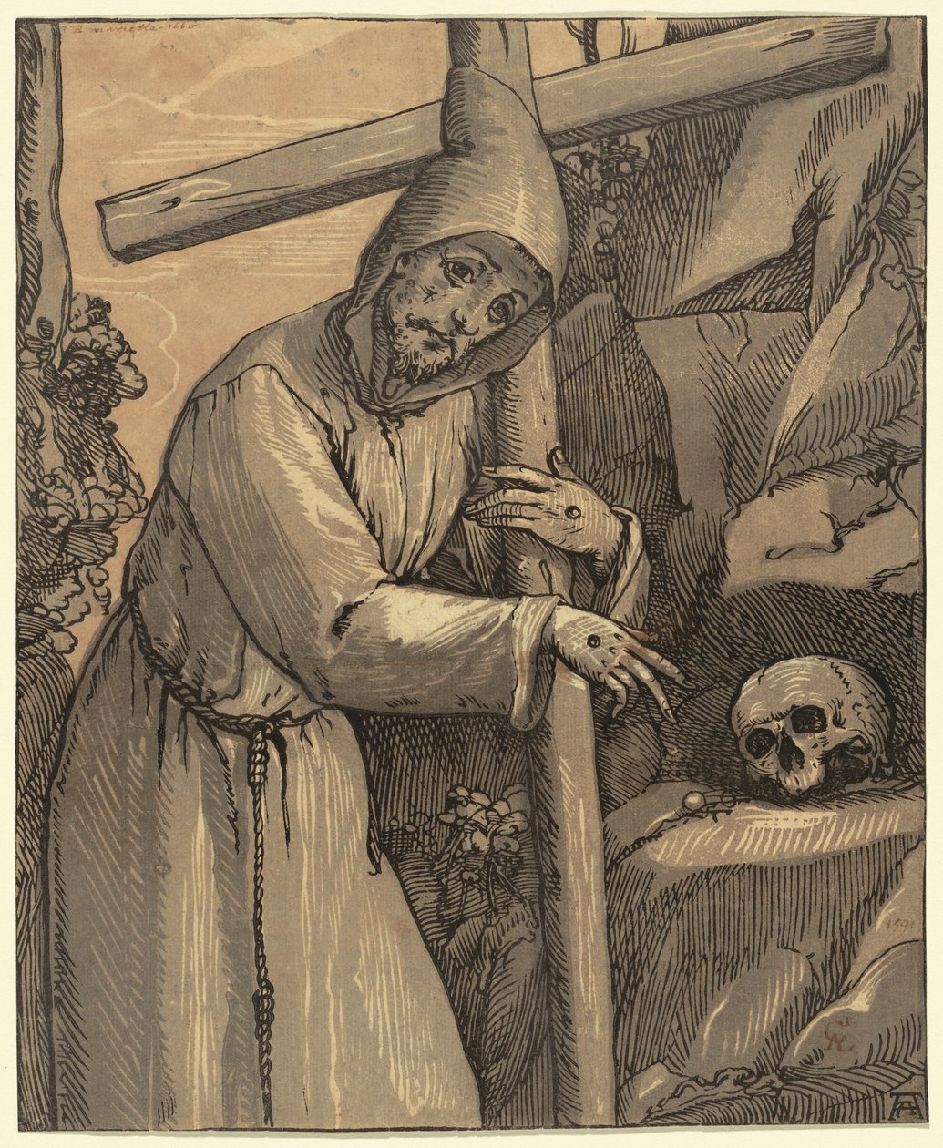 Den hellige Frans av Assisi av Andrea Andreani, after Alessandro Casolani