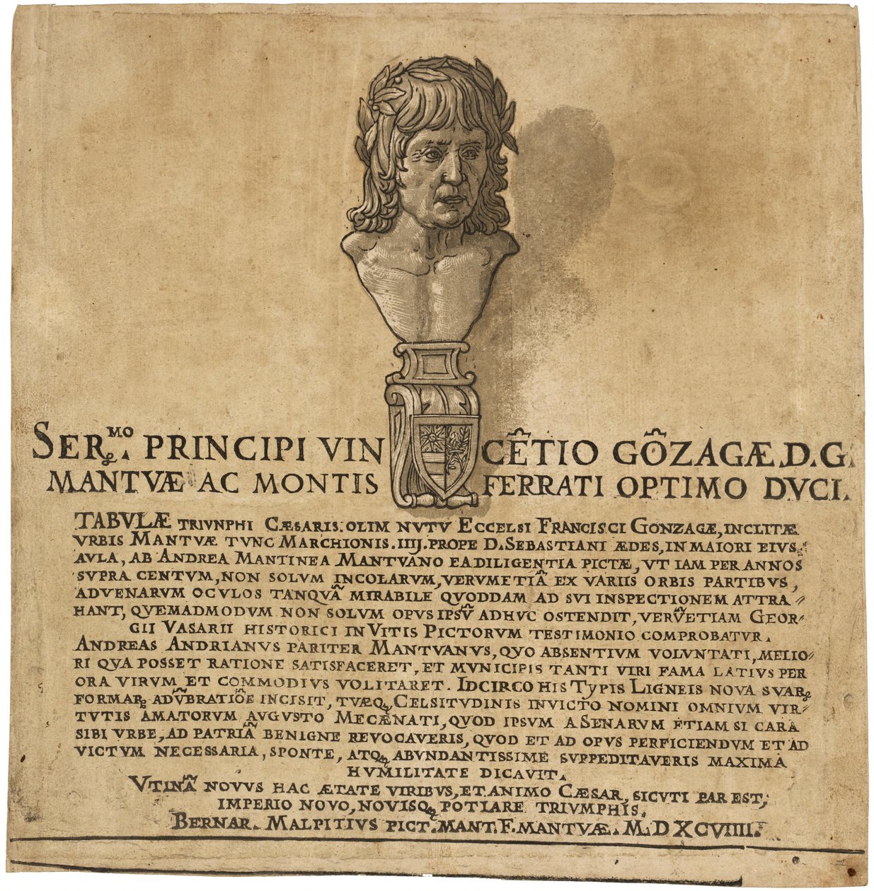 The Triumph of Julius Caesar: Tittelside av Andrea Andreani after Andrea Mantegna