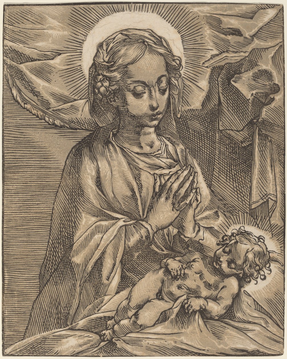 Madonna og barn av Andrea Andreani after Francesco Vanni