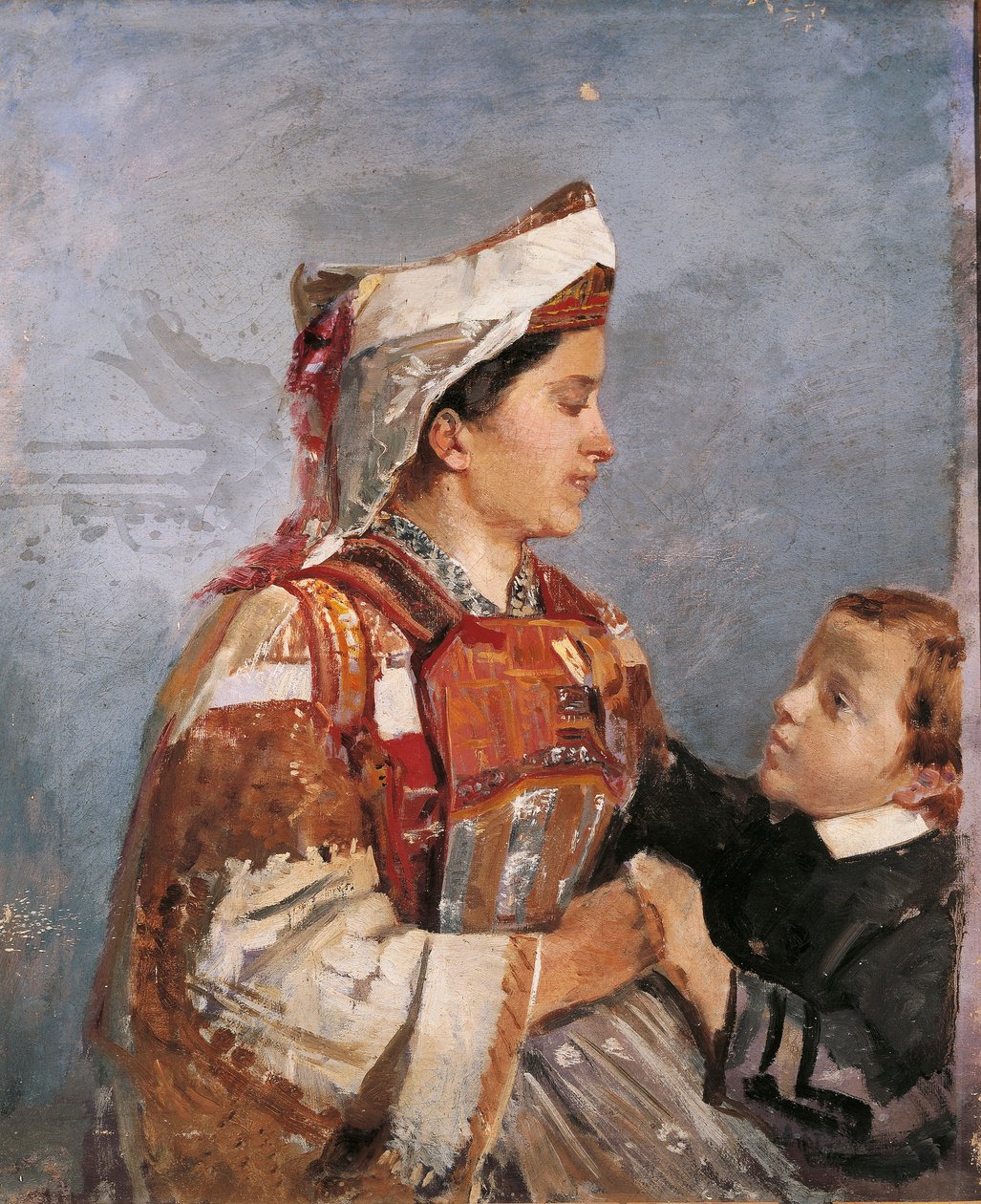 Kone i albansk drakt, av Andrea Cefaly (1827-1907) av Andrea Cefaly