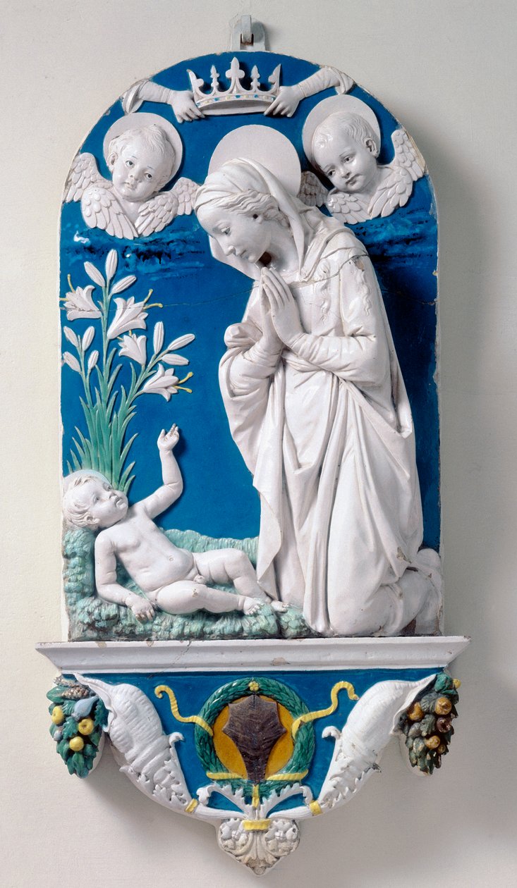 Madonna av liljene, tilbedelse av barnet av Andrea Della Robbia