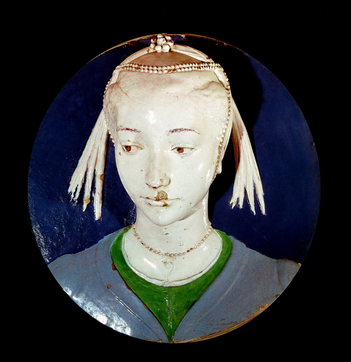 Portrett av den unge fremmede Tondo i terrakotta-dekor av Andrea della Robbia av Andrea Della Robbia