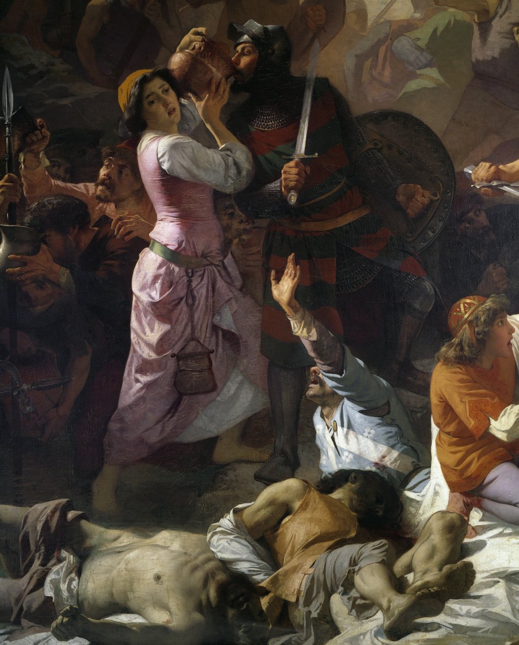 Sammenstøt mellom innbyggerne i Tortona og den keiserlige hæren, detalj fra The Constancy of Tortona eller Thirst of Tortona av Andrea Gastaldi