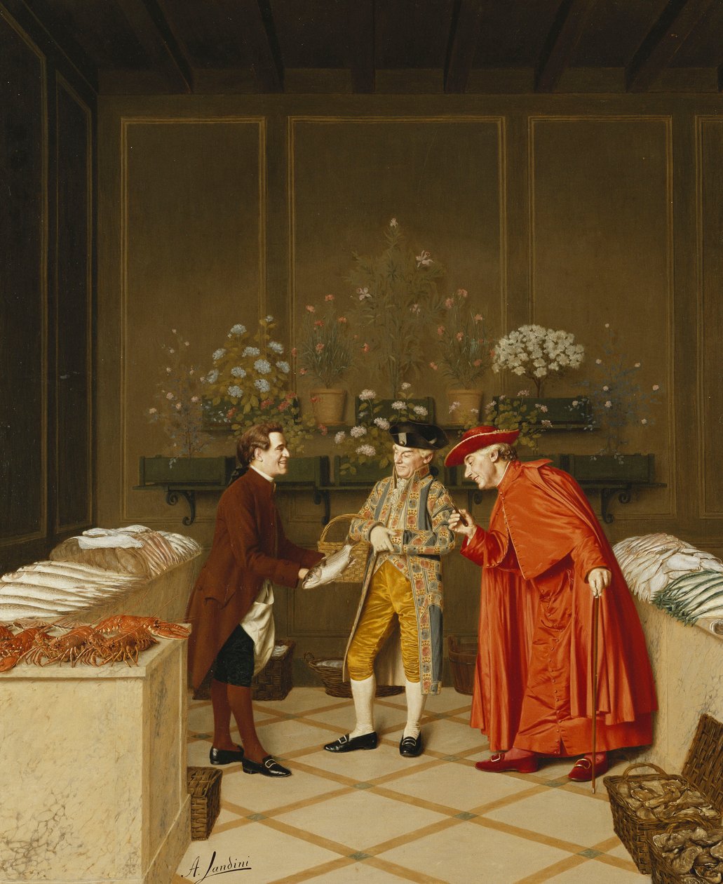 Fisk leverandør; Fiskeselgeren, av Andrea Landini