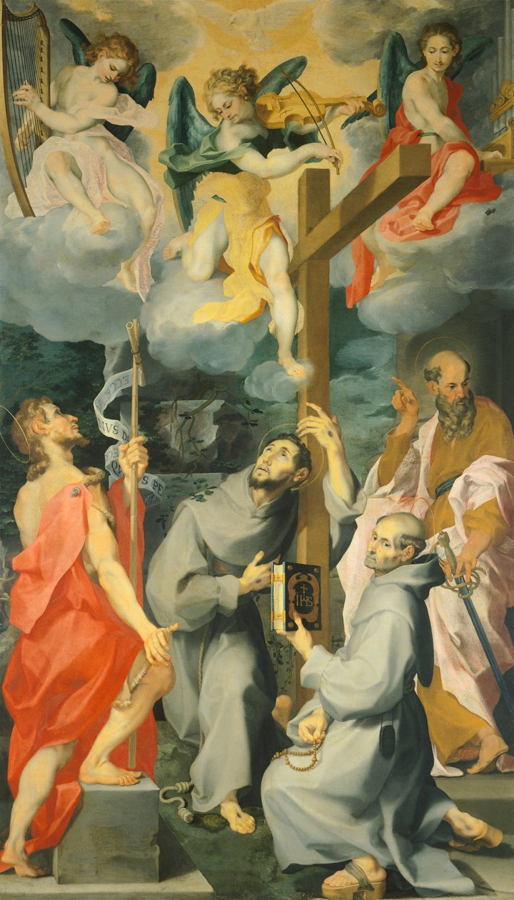 Altertavle som viser de hellige baptisten, Frans, Bernard og Paulus i ekstase, av Andrea Lilio (1555-1610) av Andrea Lilio