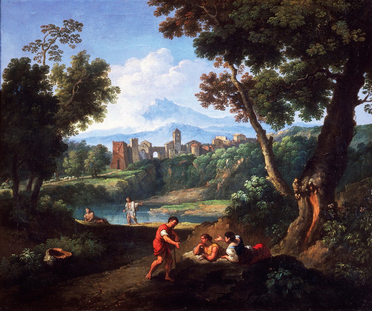 Landskap, av Andrea Locatelli (1695-1741), olje på lerret, 61x73 cm. av Andrea Locatelli
