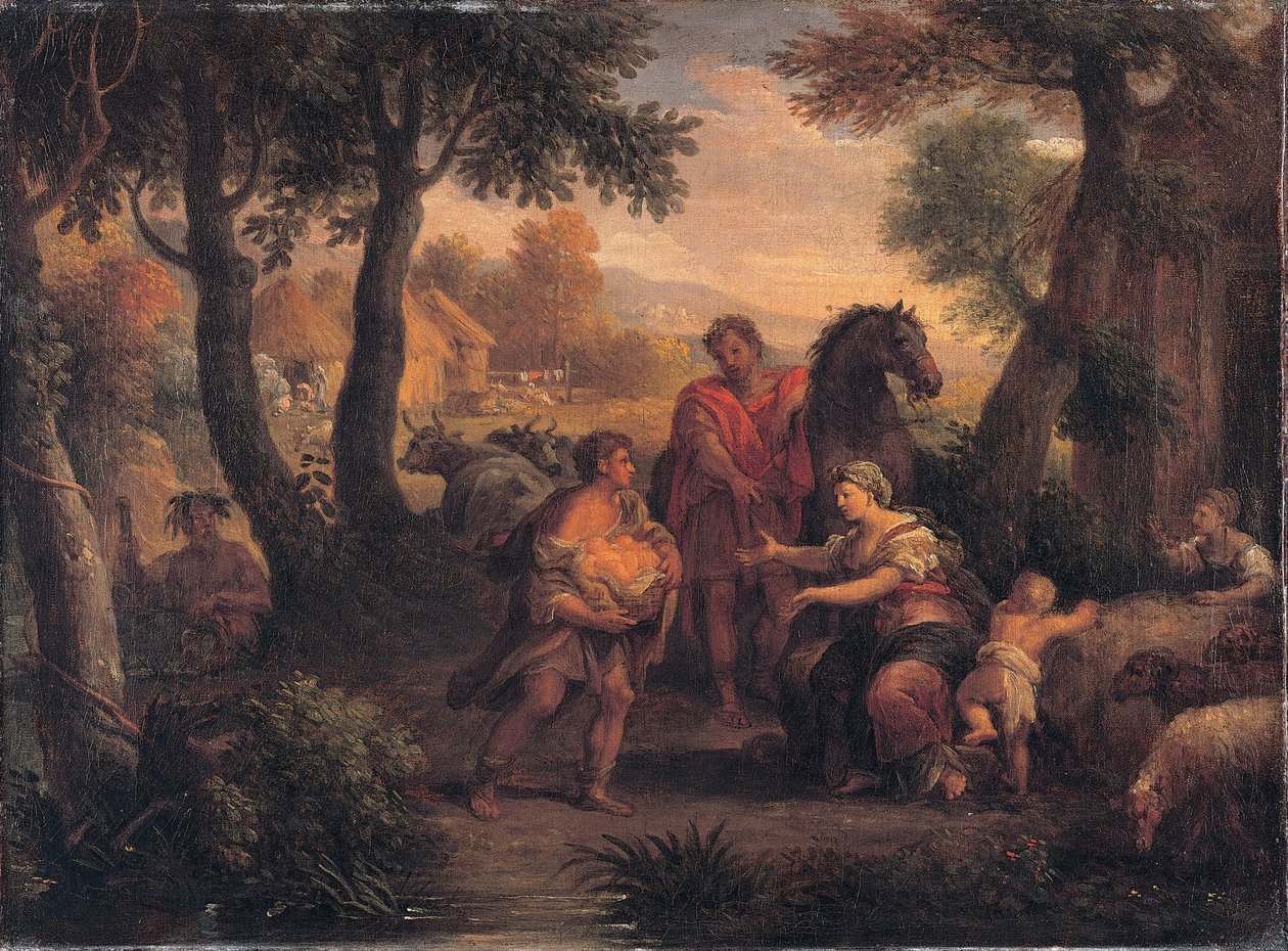 Funn av Romulus og Remus, ca. 1720-1740 av Andrea Lucatelli