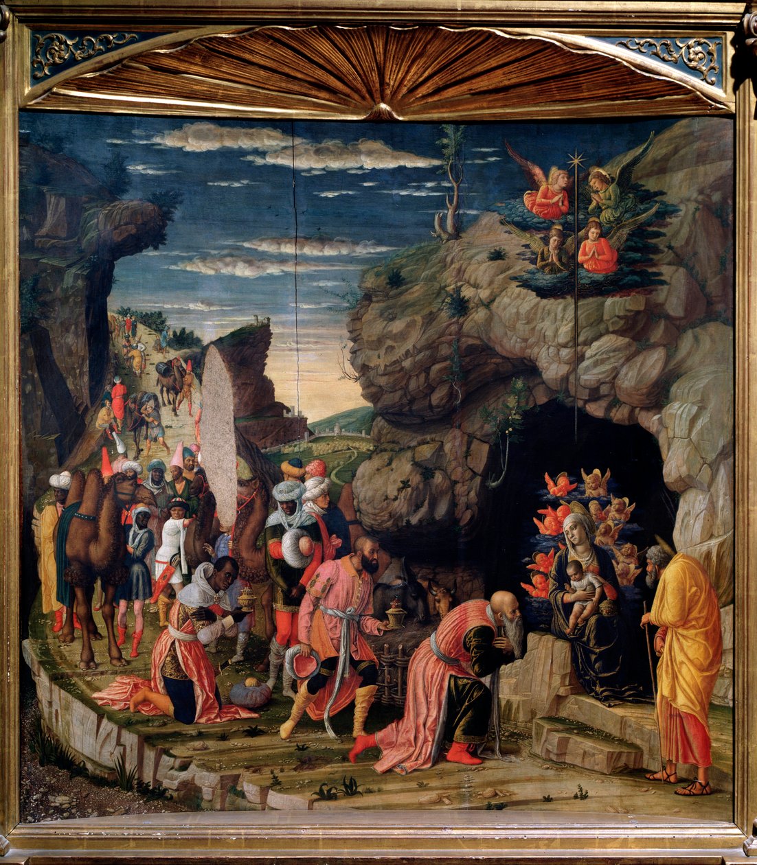 Adoration of the Magi - Central Panel, ca. 1462 av Andrea Mantegna